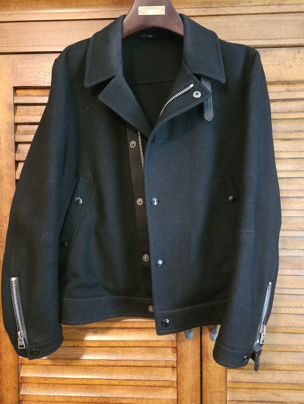 Tom Ford Black Bomber Jacket with Silver Zippers